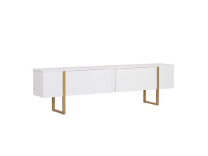 Onera" wooden TV stand - 180 x 30 x 50 cm - White / Gold