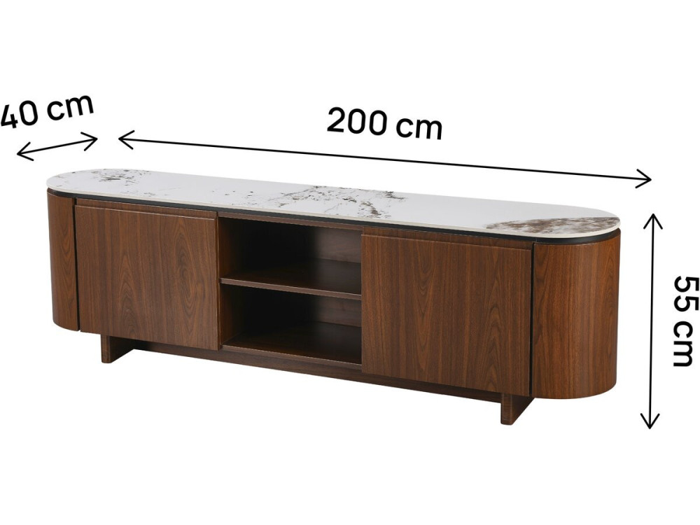 Stonea" wooden TV stand with ceramic...