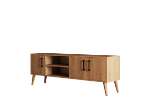Wooden TV stand "Exxen" - 150 x 34 x 52 cm - Brown