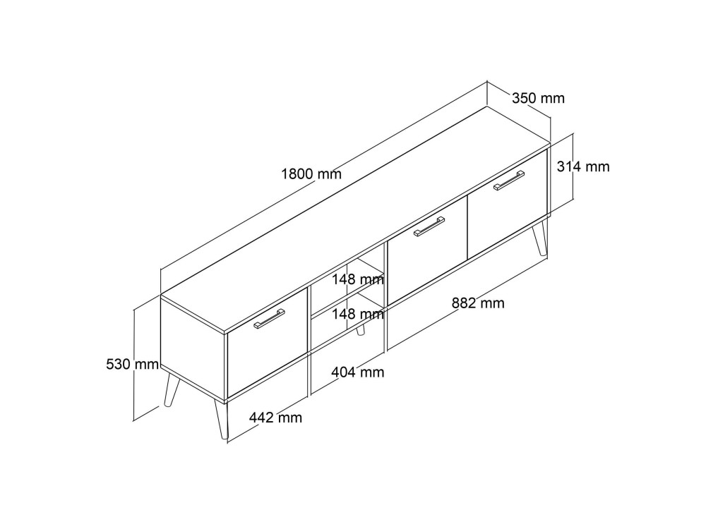 Exxen" wooden TV stand - 180 x 35 x...