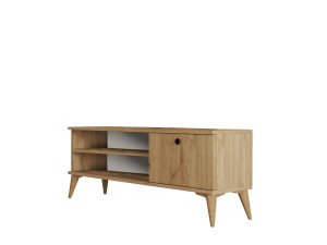 Retro" wooden TV stand - 120 x 29 x 44 cm - Beige
