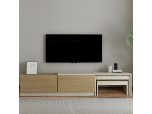 Nest" wooden TV stand - 180 x 30 x 36 cm - Beige