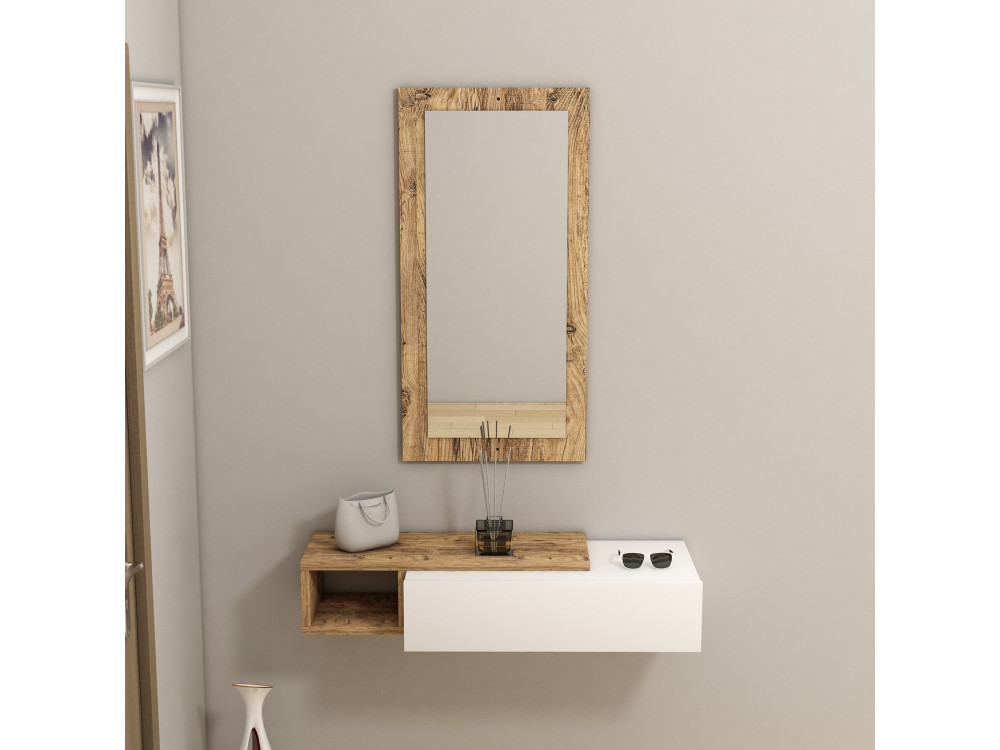 Console with wooden mirror "Vien" -...