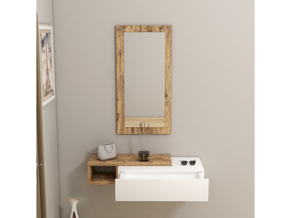Console with wooden mirror "Vien" -...