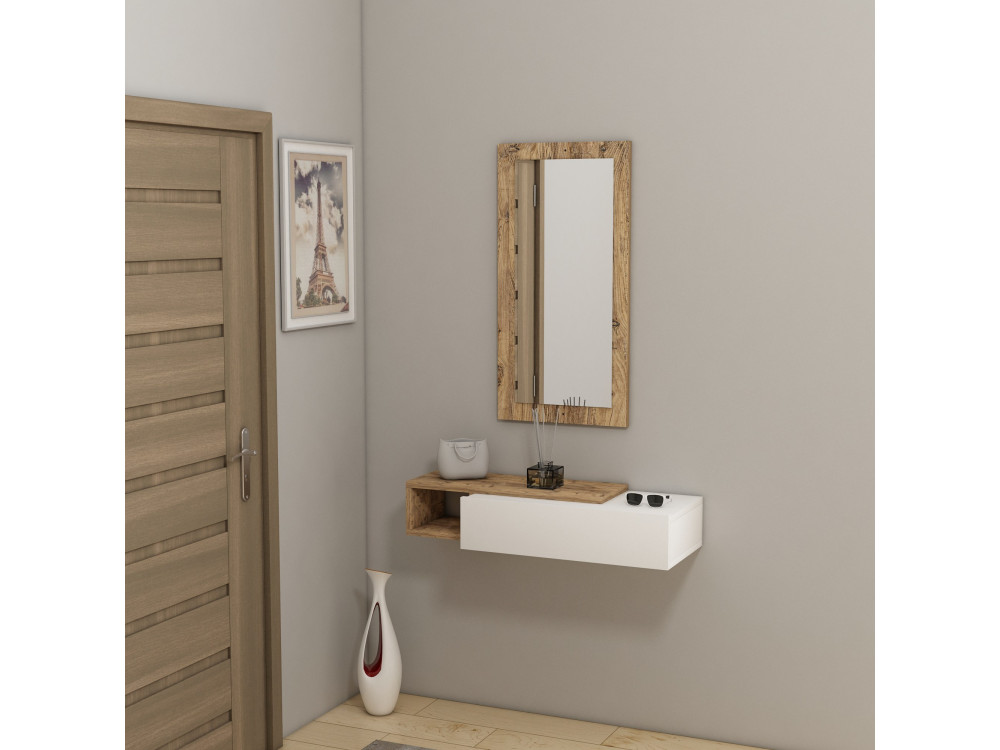 Console with wooden mirror "Vien" -...