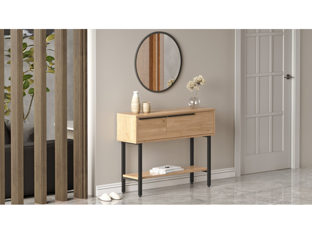Console with wooden mirror "Calvin" -...