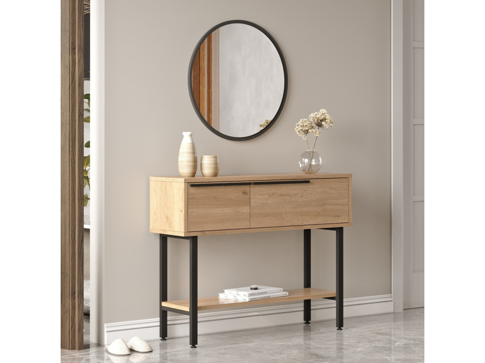 Console with wooden mirror "Calvin" -...