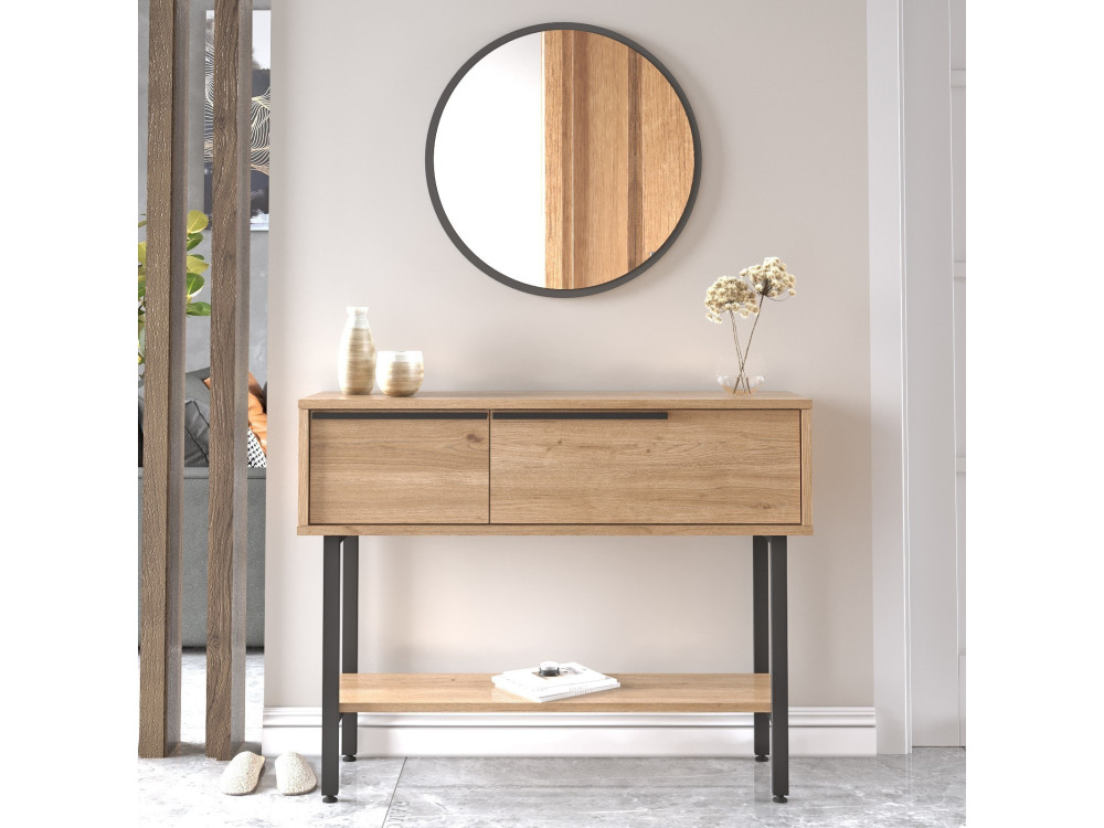 Console with wooden mirror "Calvin" -...
