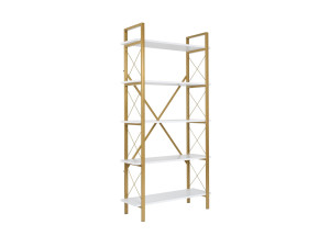 Elysian" wooden bookcase - 90 x 33 x 180 cm - White gold