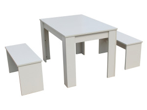 Table with 2 benches "Tino" - 110 x 74 x 70 cm - White