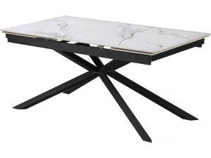 Celeste" extendable ceramic dining table, 6 to 10 people - Grey marbled white