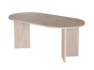 Sablin" wooden dining table - 180 x 89 x 75 cm - Travertine