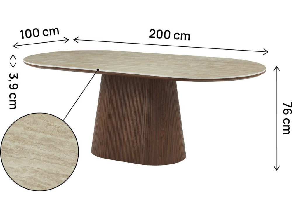 Portofino" oval stone and wood dining...