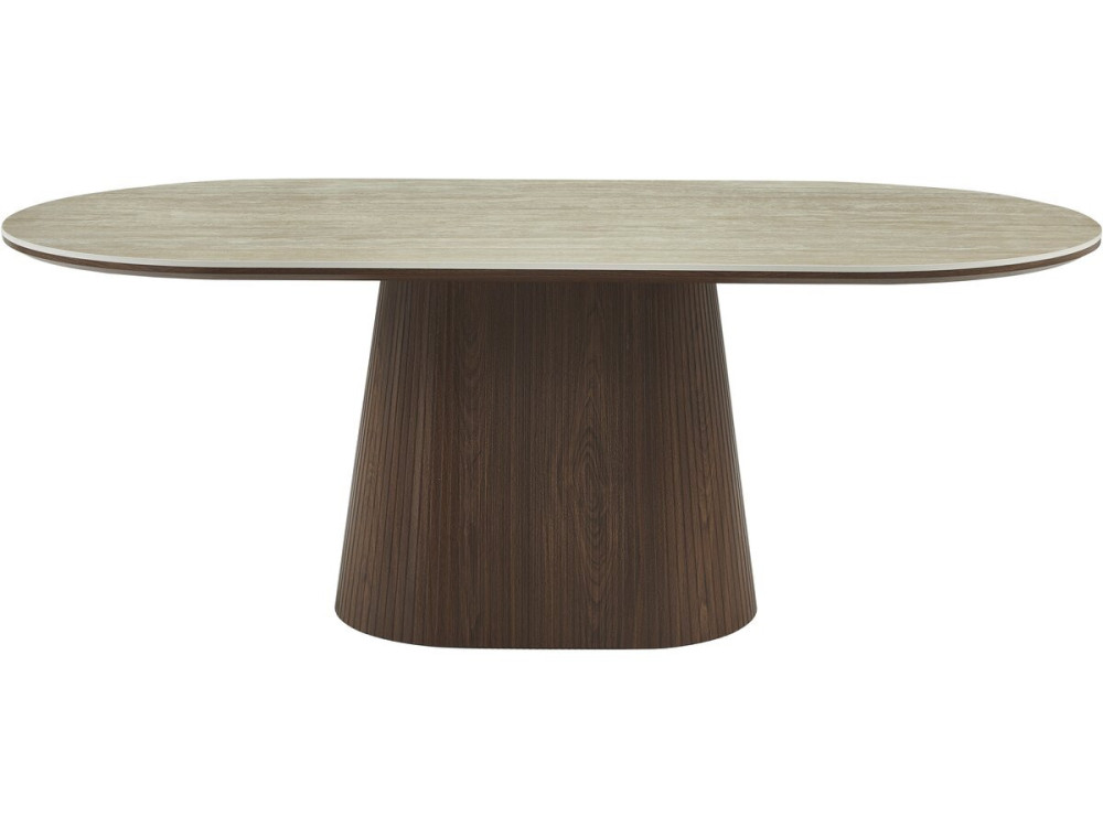 Portofino" oval stone and wood dining...