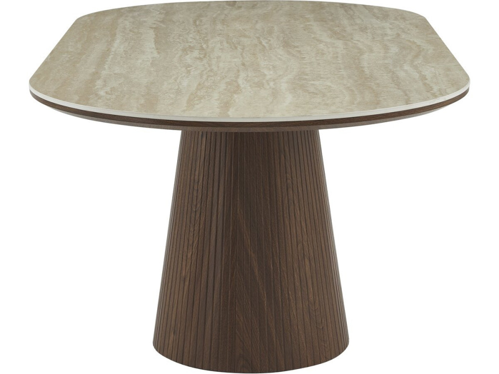 Portofino" oval stone and wood dining...