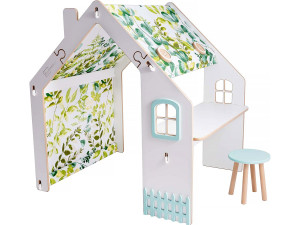 Bianelli wooden children's playhouse with desk - 114 x 93 x 120 cm - White / Mint