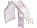 Bianelli wooden children's playhouse with desk - 114 x 93 x 120 cm - White / Pink - White / Pink