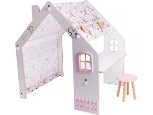 Bianelli wooden children's playhouse with desk - 114 x 93 x 120 cm - White / Pink