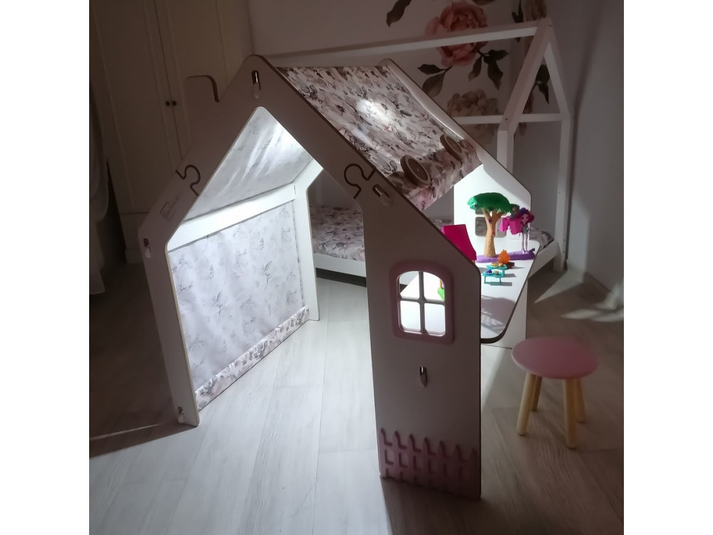 Bianelli wooden children's playhouse with desk - 114 x 93 x 120 cm - White / Pink