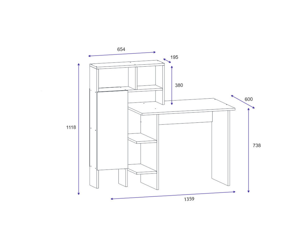 Bugra" wooden desk - 135 x 60 x 111...