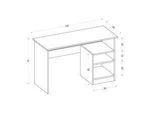 Bahar" wooden desk - 120 x...