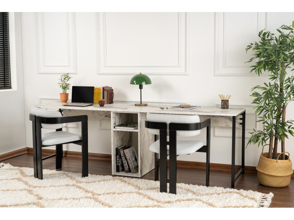 Twin" double desk with 2 wooden...