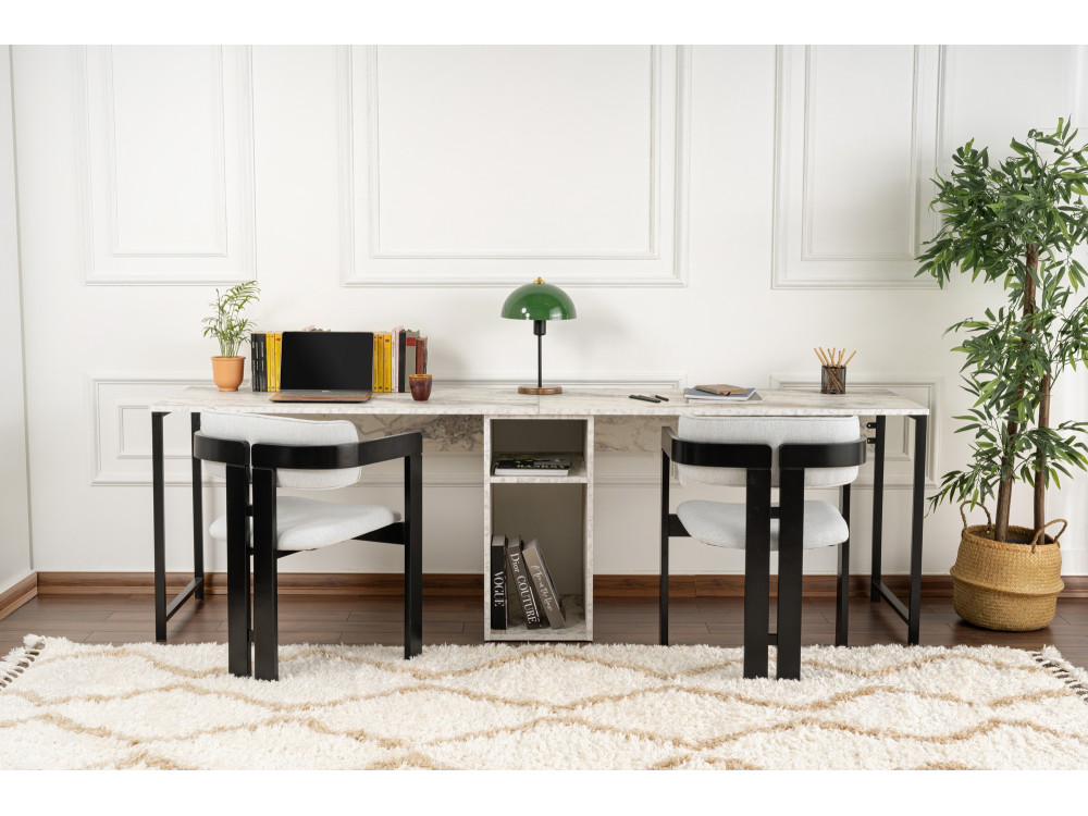 Twin" double desk with 2 wooden...