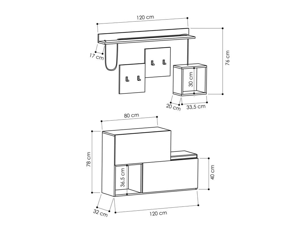Holdon" wooden hall cabinet - 120 x...