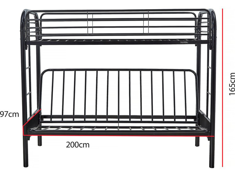 Mezzanine bed "POLO" - Metal - Black