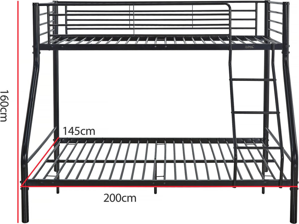 Bunk bed "LEO" - Black - Metal