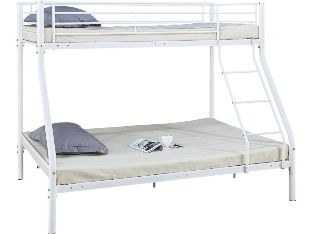 Leo metal bunk bed Bed bases included - 90/140 x 190 cm - White