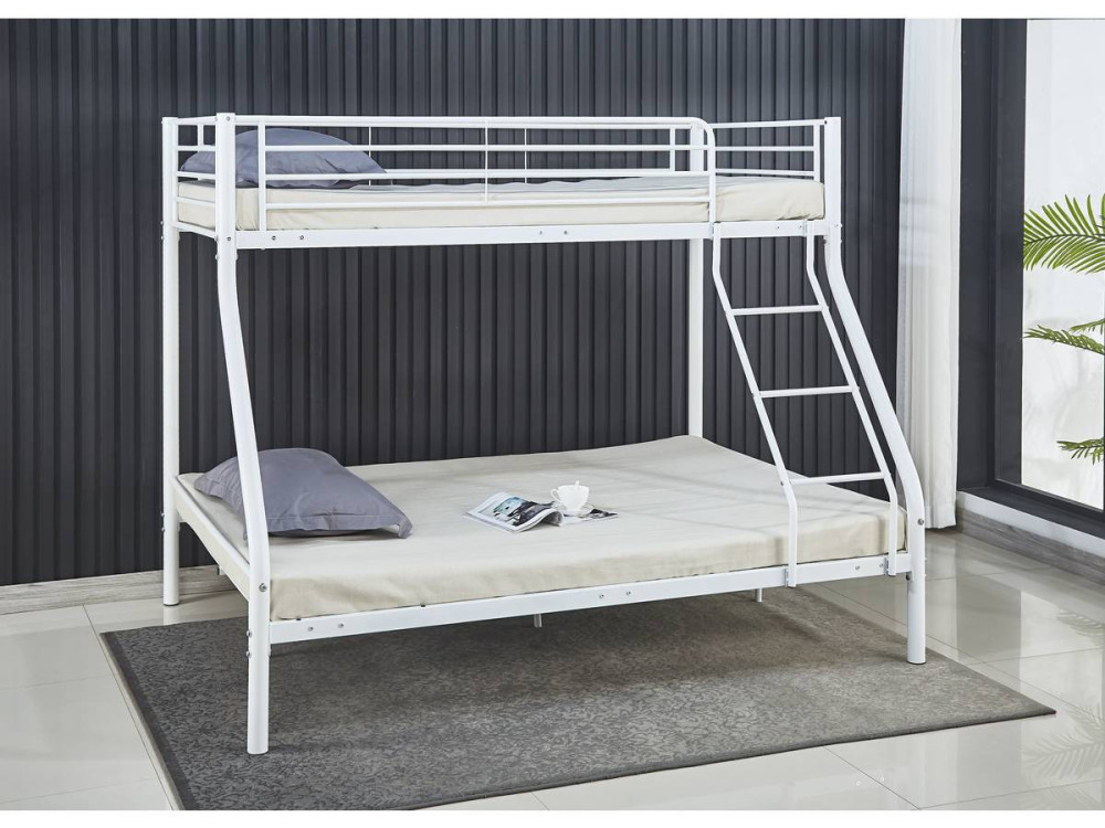Leo metal bunk bed Bed bases included - 90/140 x 190 cm - White