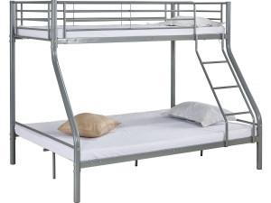 Leo metal bunk bed Bed bases included - 90/140 x 190 cm - Grey