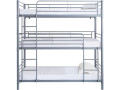 HAVIN Triple Metal Bunk Bed - 90 x 190 cm - Grey - GREY