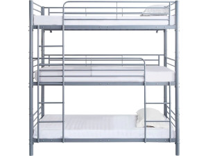 HAVIN Triple Metal Bunk Bed - 90 x 190 cm - Grey