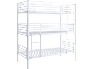 Havin" metal triple bunk bed - 90 x 190 cm - White