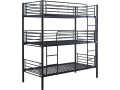 Havin" metal triple bunk bed - 90 x 190 cm - White - Black