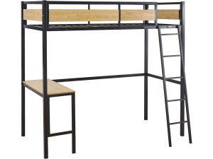 Ethan" loft bed with desk - 90 x 190 cm - Black