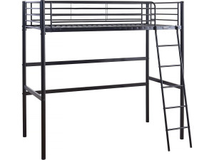 Alora" metal loft bed - 90 x 190 cm - Black