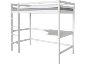 Angéla" Mezzanine Children's Bed with Desk 90 x 190 cm - White