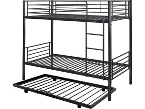 ADAM" bunk bed with pull-out - 90 x 190 cm - Metal - Black