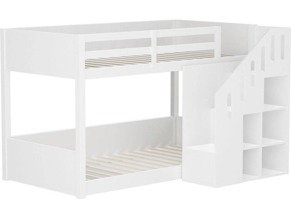 "Léana" Wooden Bunk Bed with Stairs...