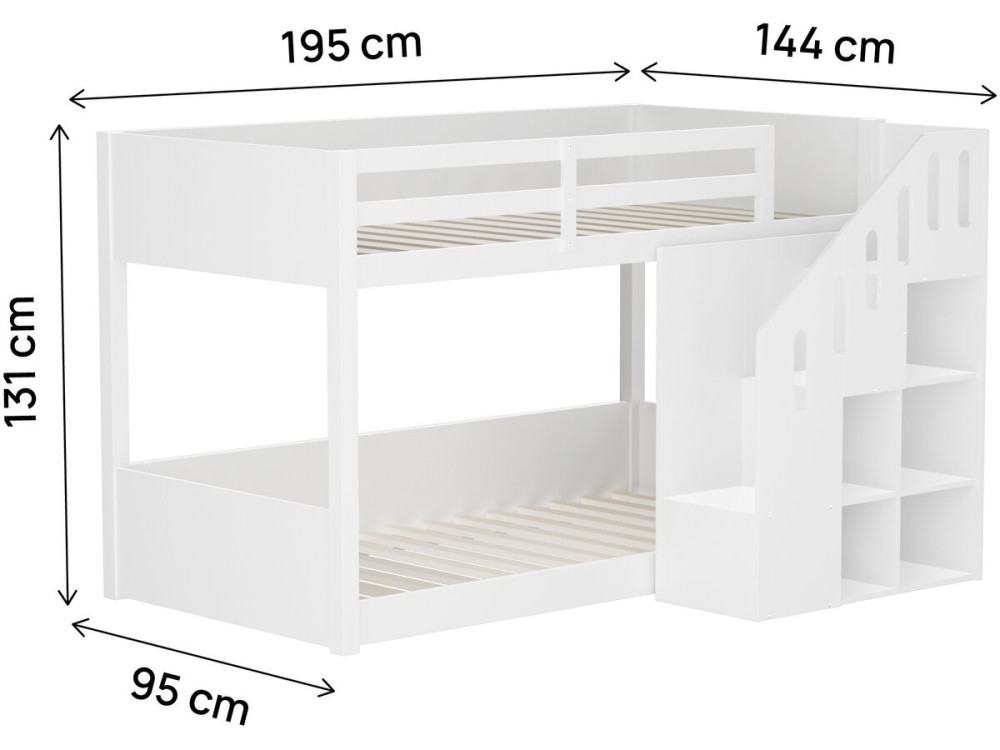 "Léana" Wooden Bunk Bed with Stairs...