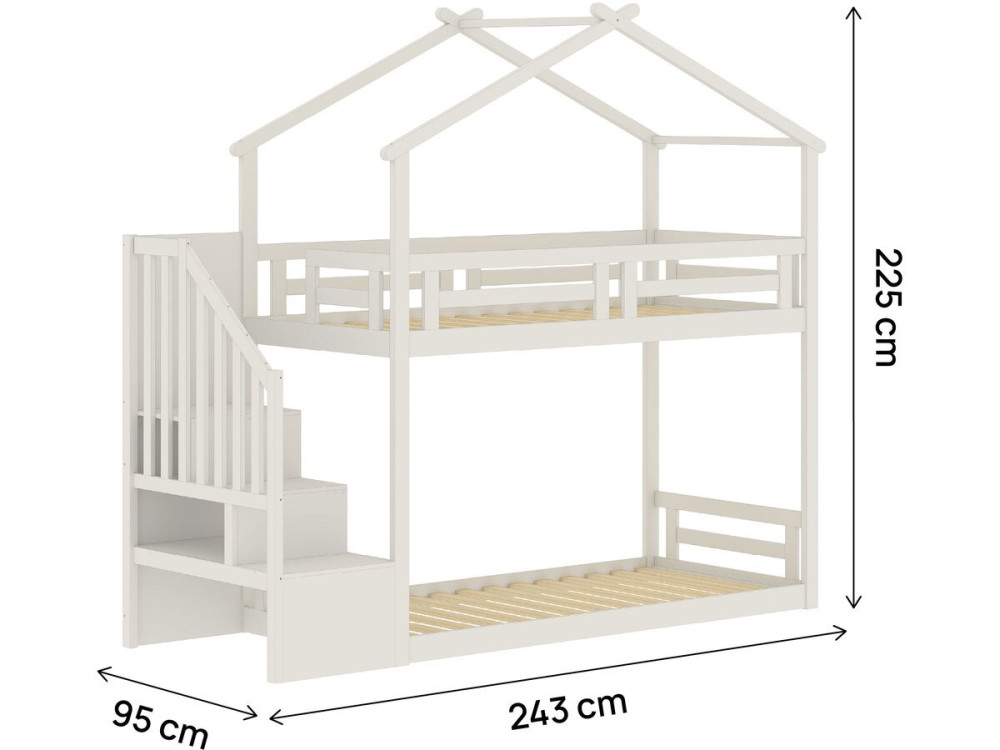 "Oriana" Bunk Bed with Wooden Stairs...