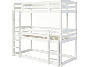 "Sephora" Wooden Bunk Bed with Ladder - 90 x 190 cm - White