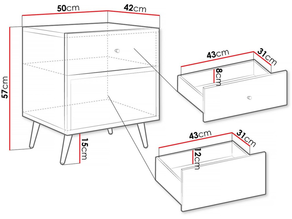 Temerra" bedside table 50 x 42 x 57...