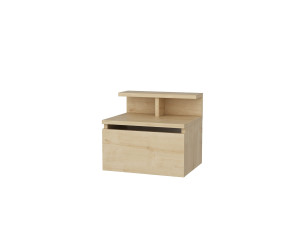 Alice" wooden wall-mounted bedside table - 40 x 32 x 35 cm - Beige