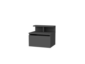 Alice" wooden wall-mounted bedside table - 40 x 32 x 35 cm - Charcoal grey