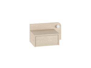 Dotta" bedside table with wooden bulb - 52 x 30 x 28 cm - Beige
