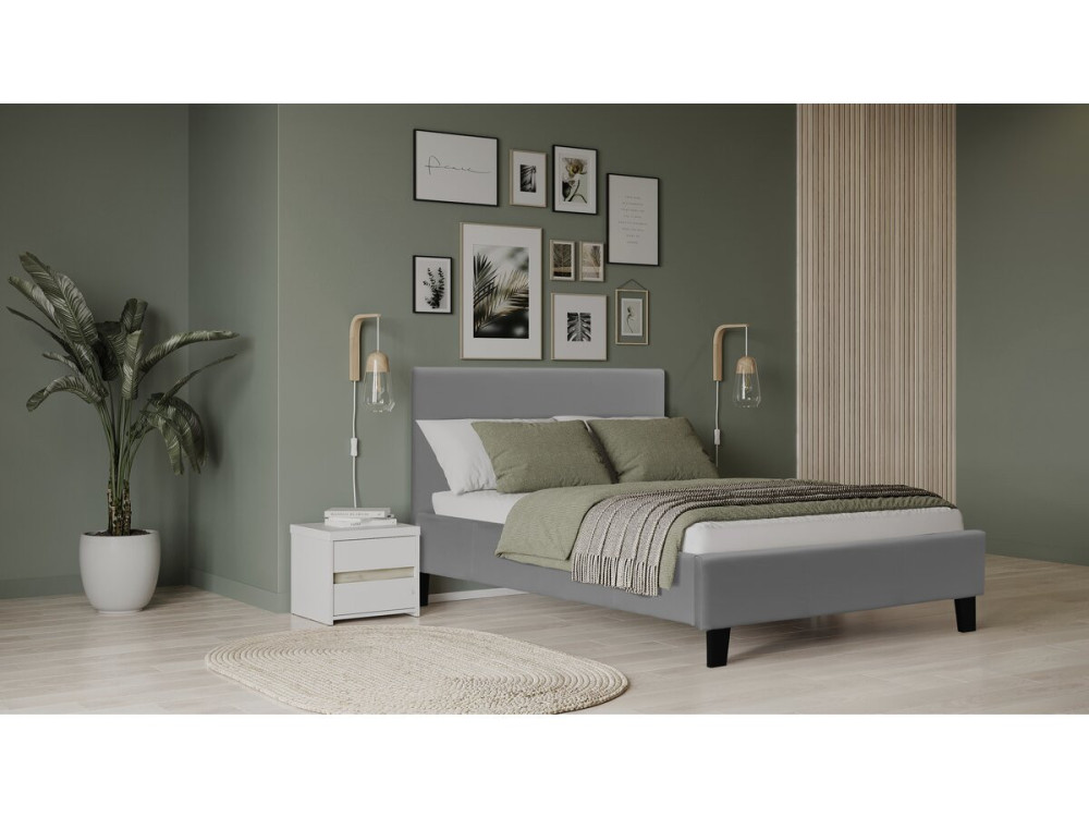 Bed "Lina" 90 x 190 cm - Light grey